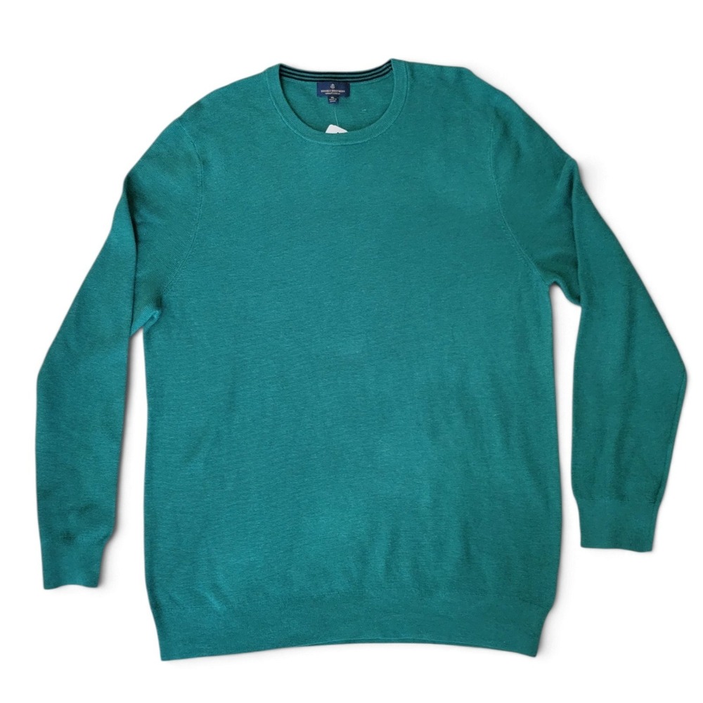 Brooks Brothers Mens XL Supima Cotton Crewneck Sweater Teal Green NWT 797935053